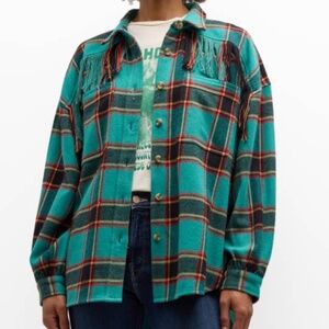 MOTHER Teal Plaid Button Down Shirt